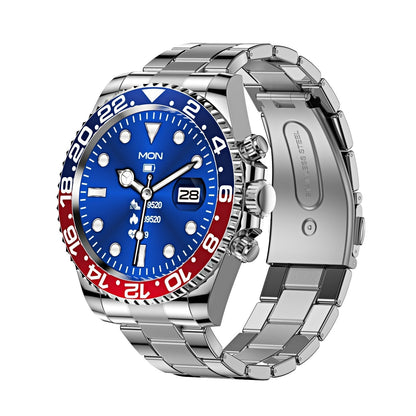 Multifunctioneel Heren Smartwatch met Bluetooth Gespreksfunctie – Roestvrijstalen Band met Draaibare Bezel – Hartslagmeting & Fitnesstracking