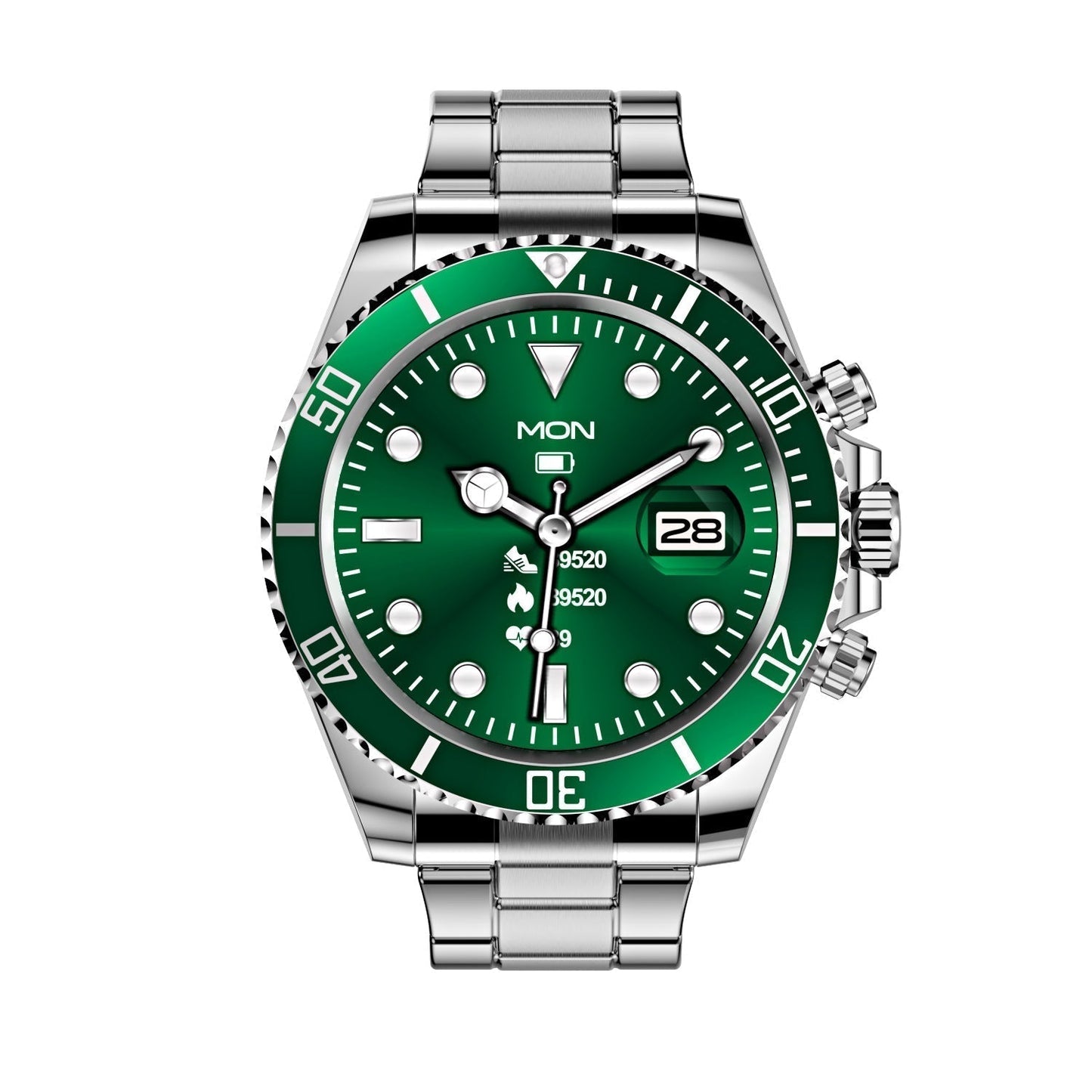 Multifunctioneel Heren Smartwatch met Bluetooth Gespreksfunctie – Roestvrijstalen Band met Draaibare Bezel – Hartslagmeting & Fitnesstracking