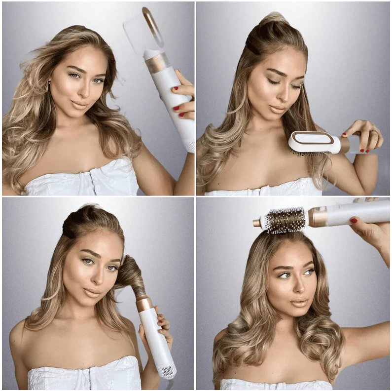 Professionele 5-in-1 airstyler met opzetstukken en luchttechnologie voor drogen, krullen, volume en glad haar