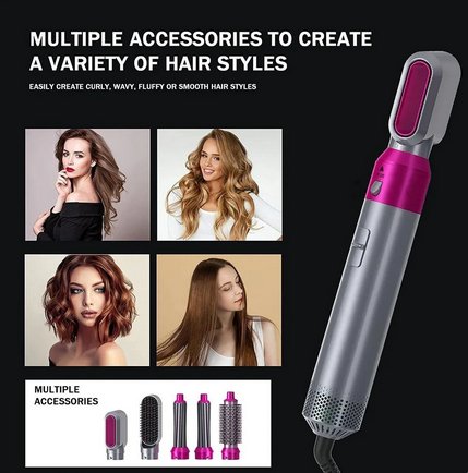 Professionele 5-in-1 airstyler met opzetstukken en luchttechnologie voor drogen, krullen, volume en glad haar