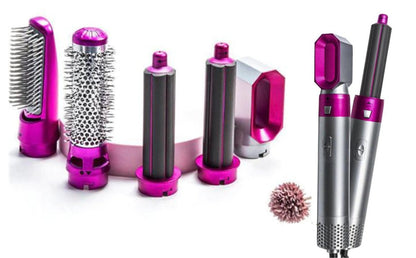 Professionele 5-in-1 airstyler met opzetstukken en luchttechnologie voor drogen, krullen, volume en glad haar