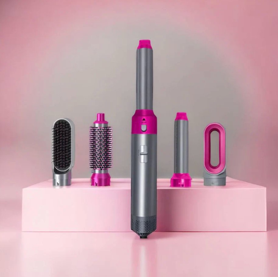 Professionele 5-in-1 airstyler met opzetstukken en luchttechnologie voor drogen, krullen, volume en glad haar