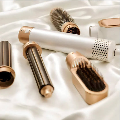 Professionele 5-in-1 airstyler met opzetstukken en luchttechnologie voor drogen, krullen, volume en glad haar