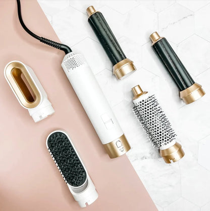 Professionele 5-in-1 airstyler met opzetstukken en luchttechnologie voor drogen, krullen, volume en glad haar