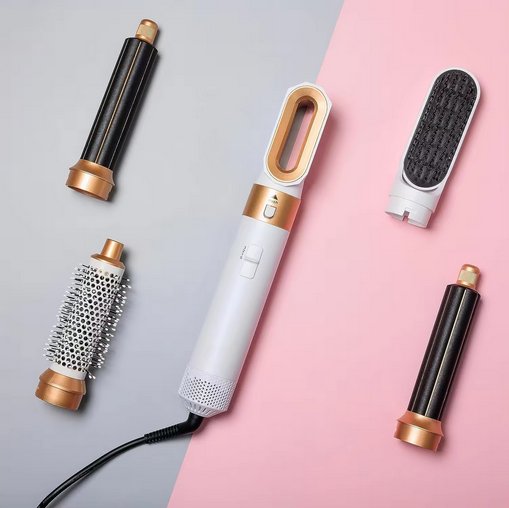 Professionele 5-in-1 airstyler met opzetstukken en luchttechnologie voor drogen, krullen, volume en glad haar