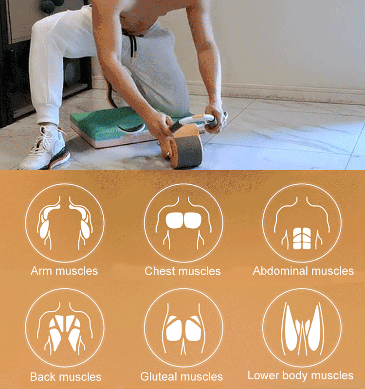 Buikwiel met Elleboogsteunen en Ergonomische Handvatten voor Volledige Core Training – Zwart/Grijs