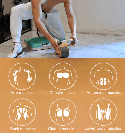 Buikwiel met Elleboogsteunen en Ergonomische Handvatten voor Volledige Core Training – Zwart/Grijs