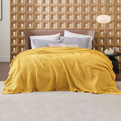 Lichtgewicht Katoenen Wafelplaid Tweepersoonsbed Zacht Ademend Deken Scandinavisch Design 90x90 cm Woonkamer