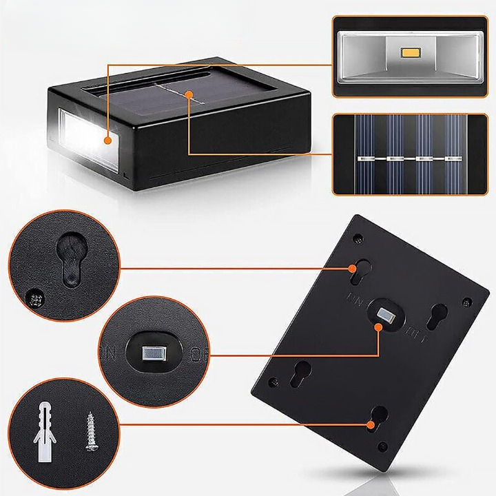 Zonne-energie Buitenwandlamp met Warmwit LED-Licht en IP44 Waterbestendigheid