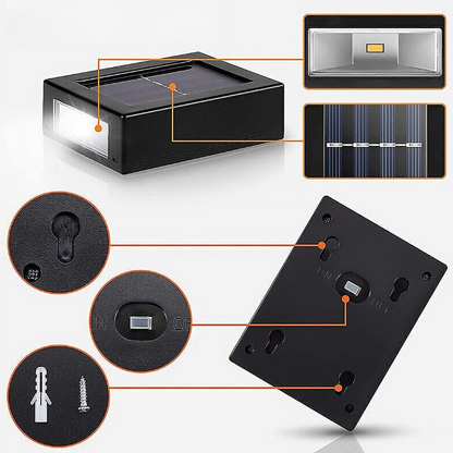 Zonne-energie Buitenwandlamp met Warmwit LED-Licht en IP44 Waterbestendigheid