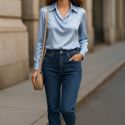 Dames Blouse Glanzend Regular Fit