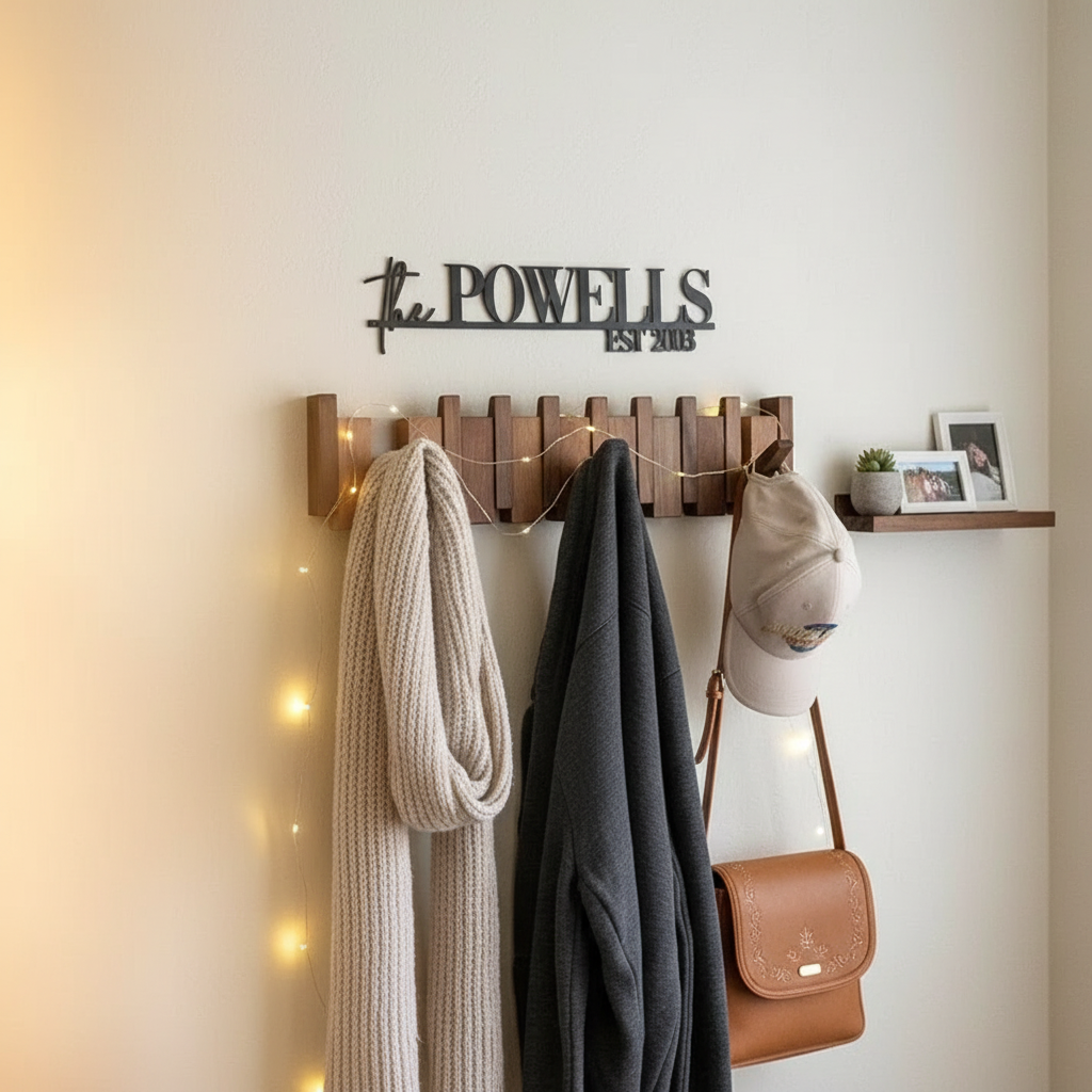 Decoratieve Wandkapstok Hout Piano-Design 4-8 Haken Hallway Organizer Scandinavisch Interieur Garderobe