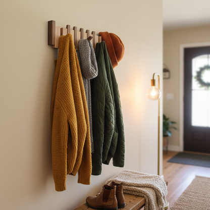 Decoratieve Wandkapstok Hout Piano-Design 4-8 Haken Hallway Organizer Scandinavisch Interieur Garderobe