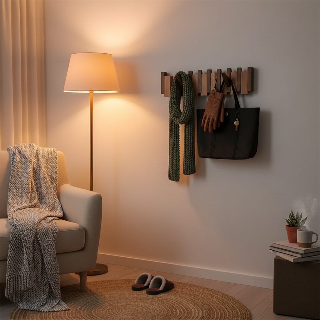 Decoratieve Wandkapstok Hout Piano-Design 4-8 Haken Hallway Organizer Scandinavisch Interieur Garderobe