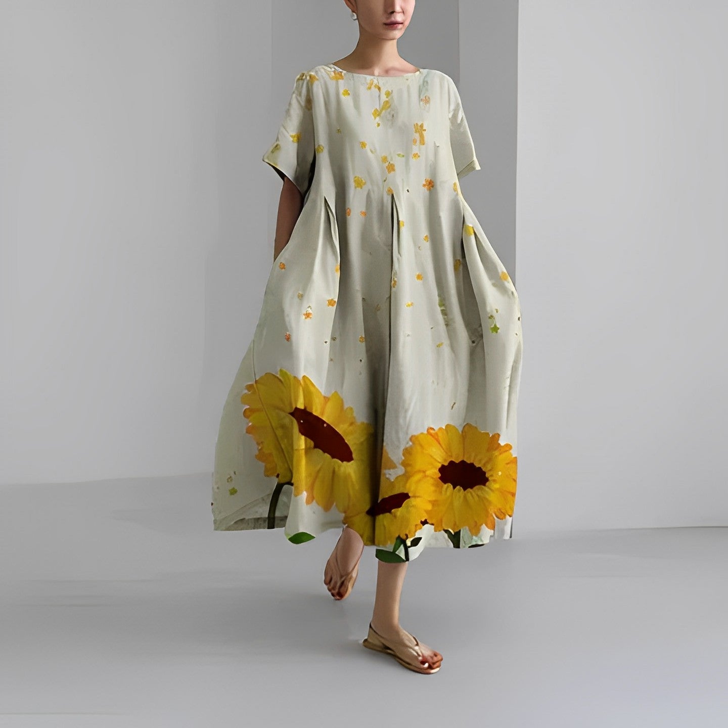 Maxi Jurk Vrouw Bohemian Bloemenprint Zomerjurk