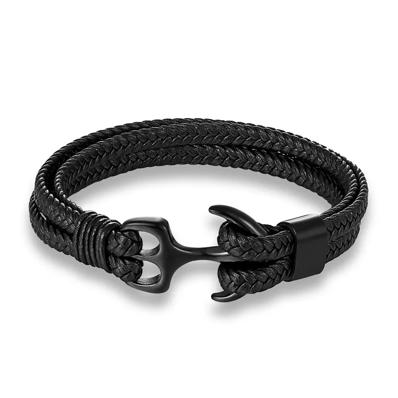 Leren Ankerarmband met Metalen Sluiting voor Stoere Nautische Stijl