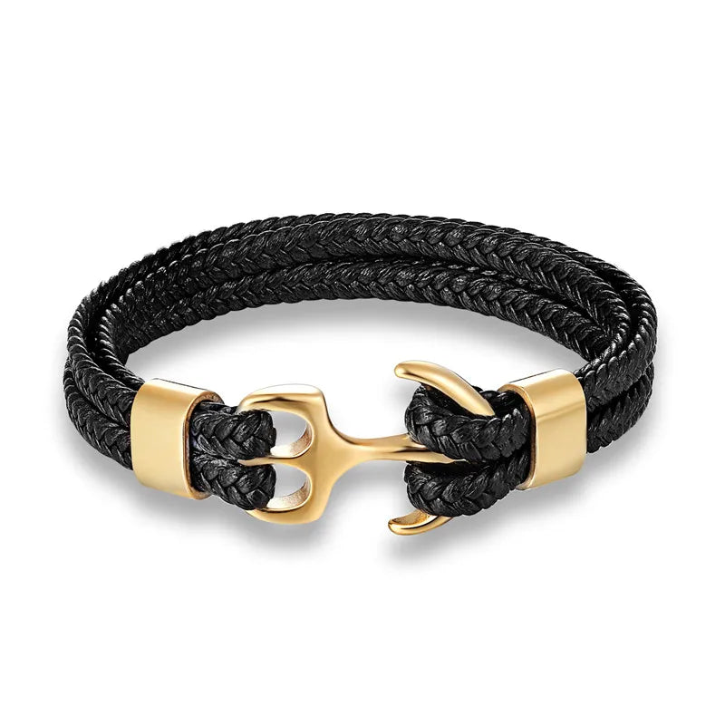 Leren Ankerarmband met Metalen Sluiting voor Stoere Nautische Stijl