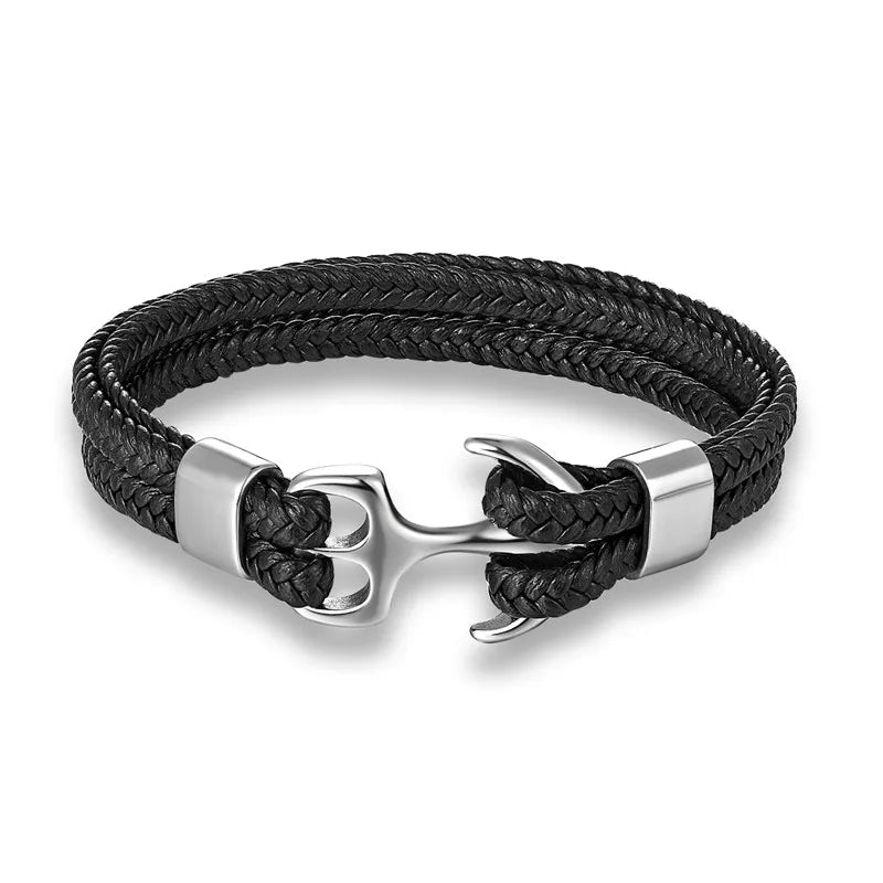 Leren Ankerarmband met Metalen Sluiting voor Stoere Nautische Stijl