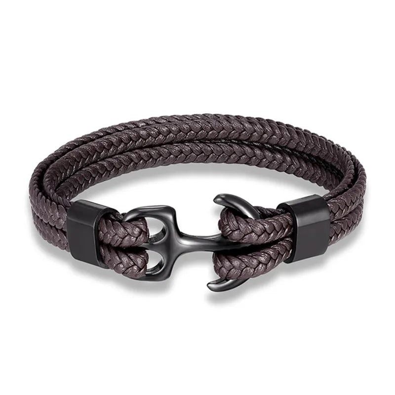 Leren Ankerarmband met Metalen Sluiting voor Stoere Nautische Stijl