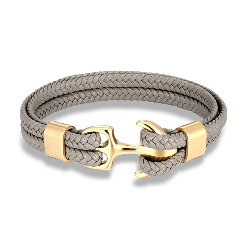 Leren Ankerarmband met Metalen Sluiting voor Stoere Nautische Stijl