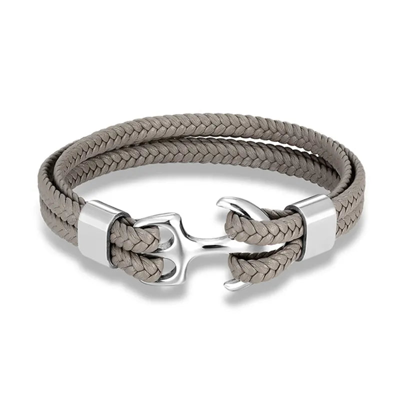 Leren Ankerarmband met Metalen Sluiting voor Stoere Nautische Stijl