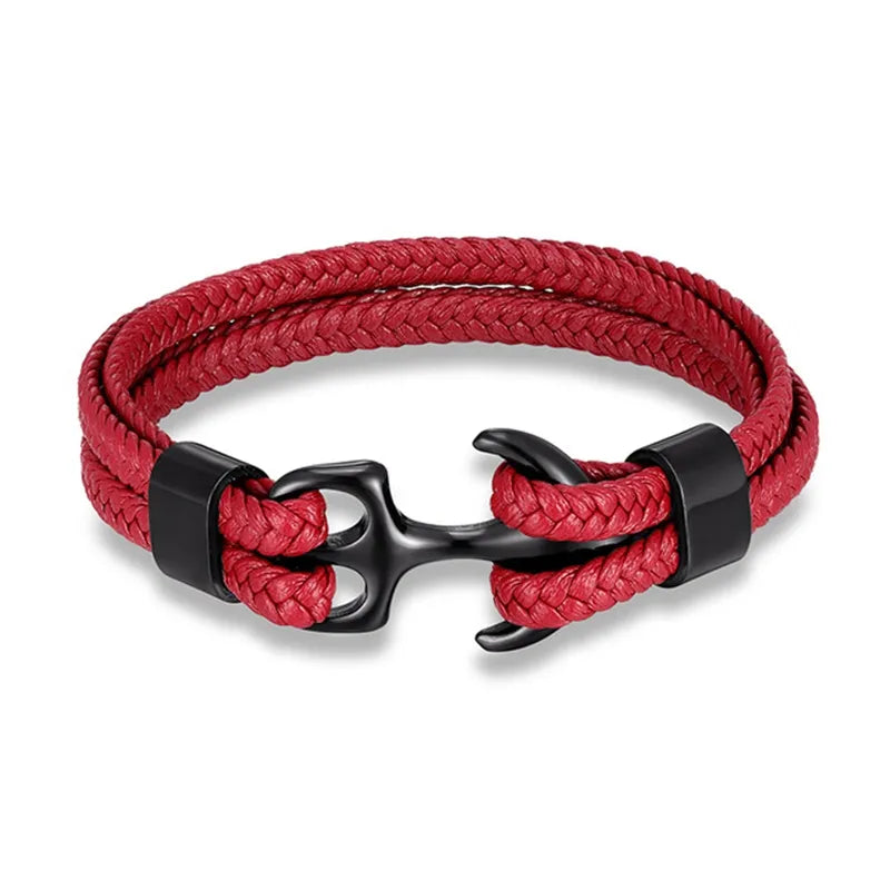 Leren Ankerarmband met Metalen Sluiting voor Stoere Nautische Stijl
