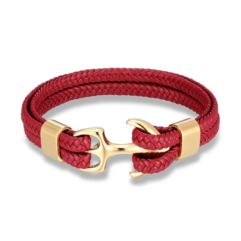 Leren Ankerarmband met Metalen Sluiting voor Stoere Nautische Stijl