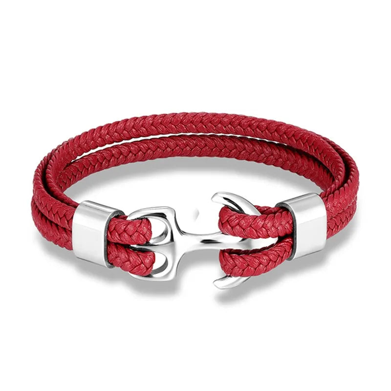 Leren Ankerarmband met Metalen Sluiting voor Stoere Nautische Stijl
