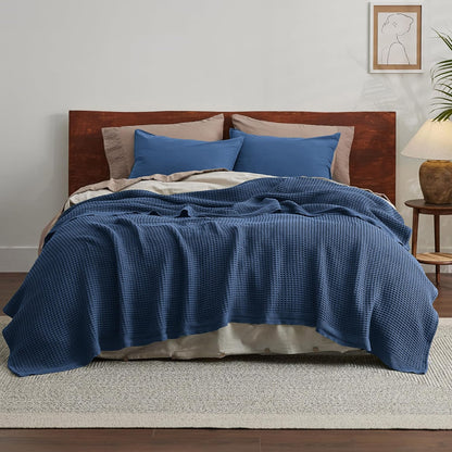 Lichtgewicht Katoenen Wafelplaid Tweepersoonsbed Zacht Ademend Deken Scandinavisch Design 90x90 cm Woonkamer