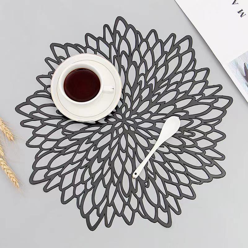 Ronde Placemat met Uitsnijding Nebuladesign Goud Rose Gold Zwart Stijlvol Tafeldecoratie 38cm Diameter PVC Antislip voor Eettafel Diner