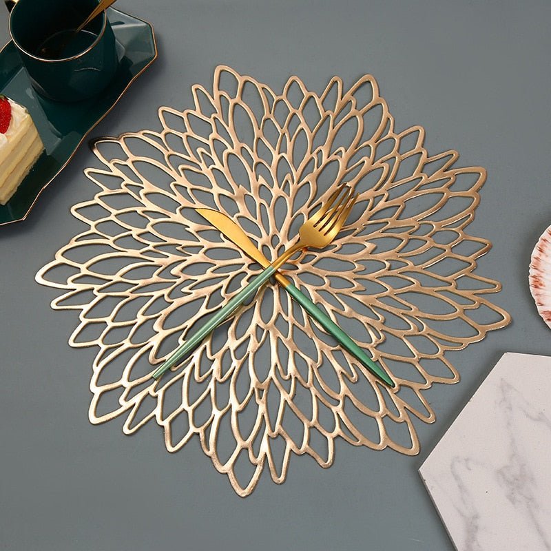 Ronde Placemat met Uitsnijding Nebuladesign Goud Rose Gold Zwart Stijlvol Tafeldecoratie 38cm Diameter PVC Antislip voor Eettafel Diner