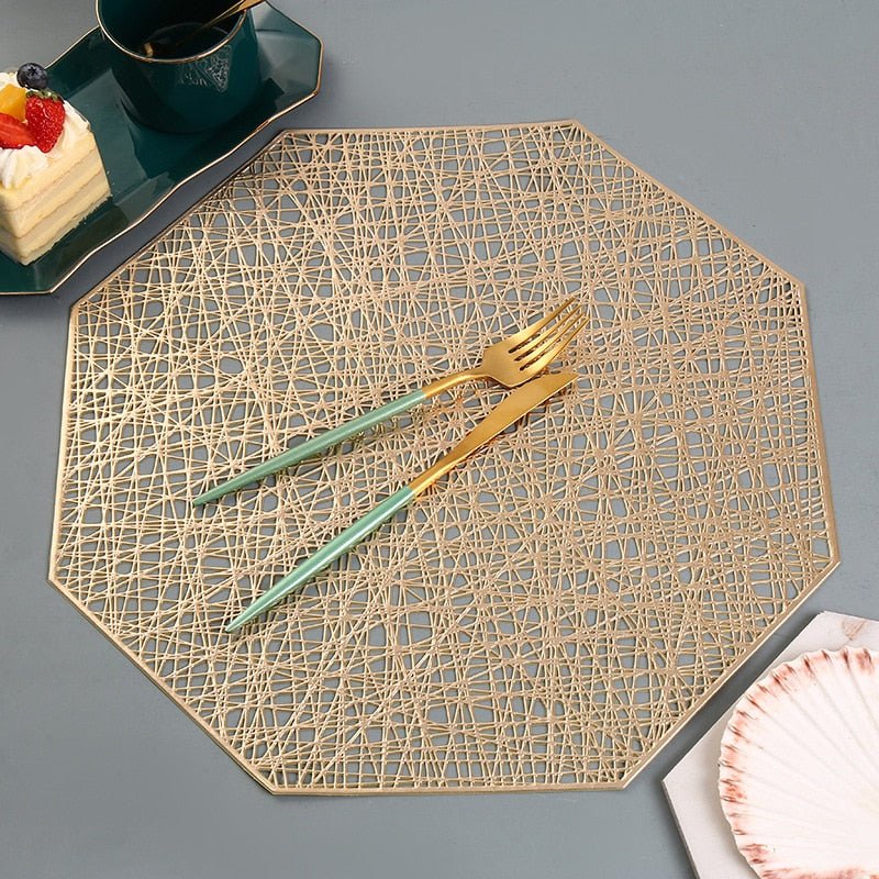 Ronde Placemat met Uitsnijding Nebuladesign Goud Rose Gold Zwart Stijlvol Tafeldecoratie 38cm Diameter PVC Antislip voor Eettafel Diner