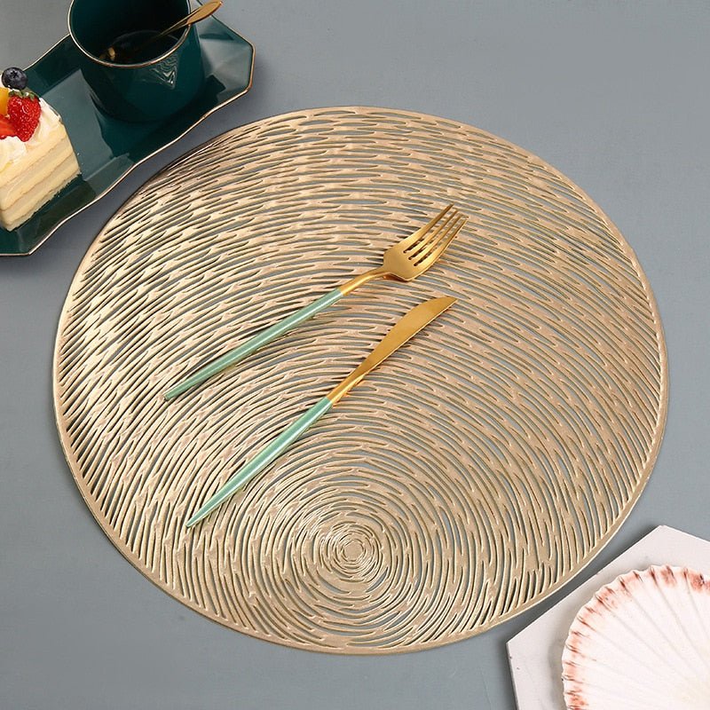 Ronde Placemat met Uitsnijding Nebuladesign Goud Rose Gold Zwart Stijlvol Tafeldecoratie 38cm Diameter PVC Antislip voor Eettafel Diner