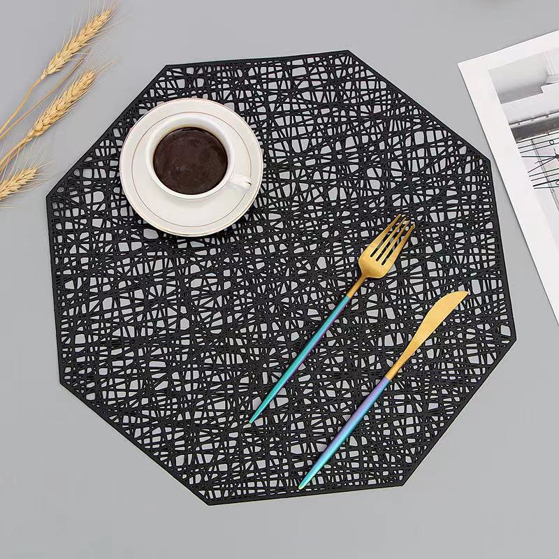 Ronde Placemat met Uitsnijding Nebuladesign Goud Rose Gold Zwart Stijlvol Tafeldecoratie 38cm Diameter PVC Antislip voor Eettafel Diner
