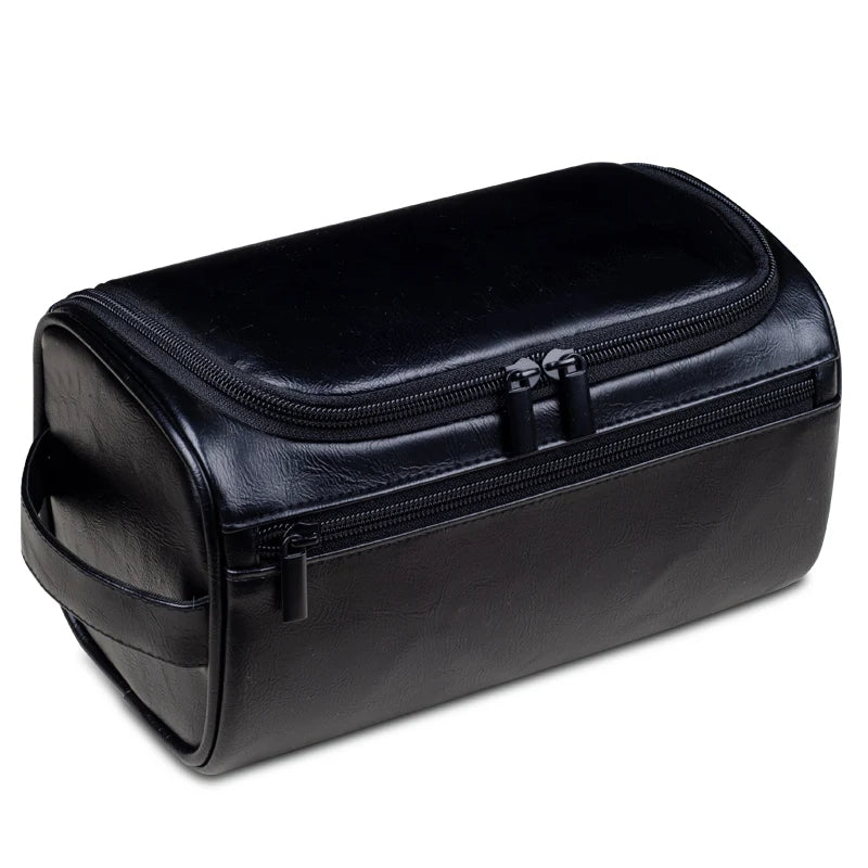 Leren Toilettas met Waterdicht 3-Laags Design en Metalen Ophanghaak 25x13x13 cm