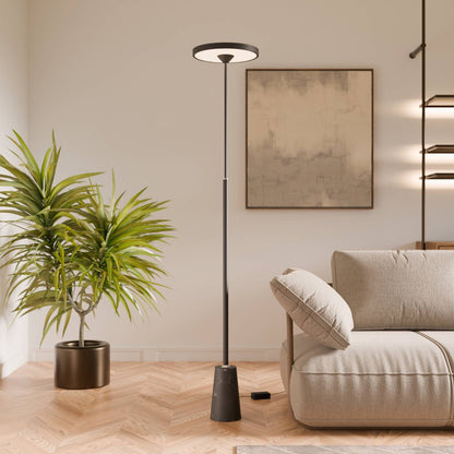 Design vloerlamp met natuurstenen voet en sculpturale vorm – Lunara