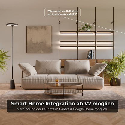 Design vloerlamp met natuurstenen voet en sculpturale vorm – Lunara