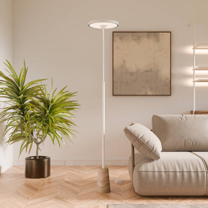 Design vloerlamp met natuurstenen voet en sculpturale vorm – Lunara