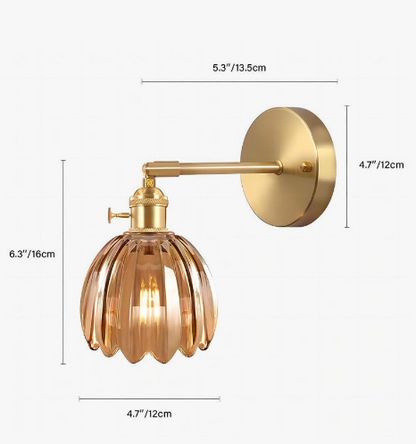 Wandlamp Tulp Retro Glas Bloem Design Metaal Vintage Sfeerverlichting