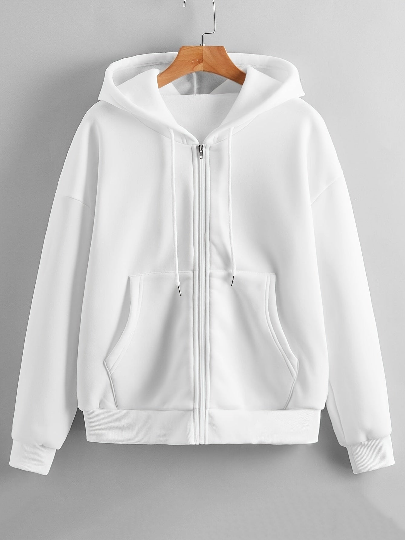 Hoodie Unisex Effen Kleur met Trekkoord en Dikke Rits - StudioMarella