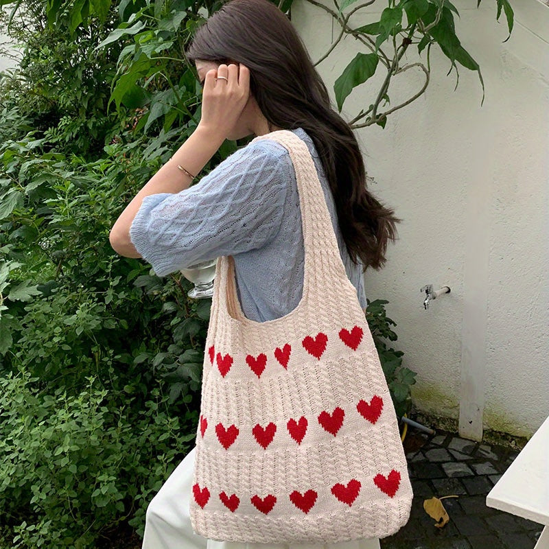 Gebreide Shopper-tas Zacht Hartpatroon - StudioMarella