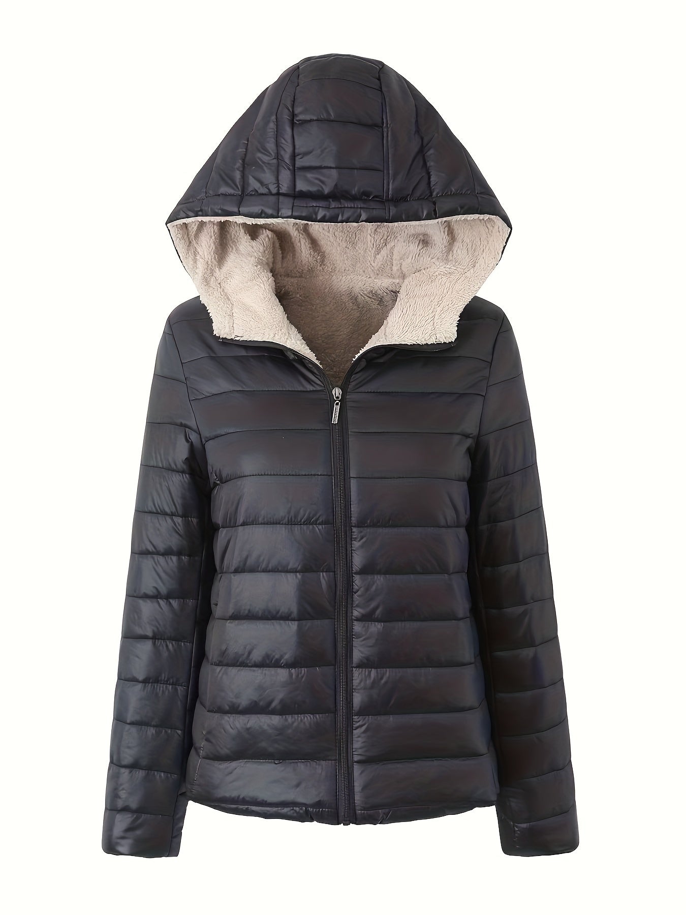 Puffy Jas Warm Imitatiebont Voering Met Rits → Puffy Jas Imitatiebont Warm Met Rits Voor Vrouw - StudioMarella