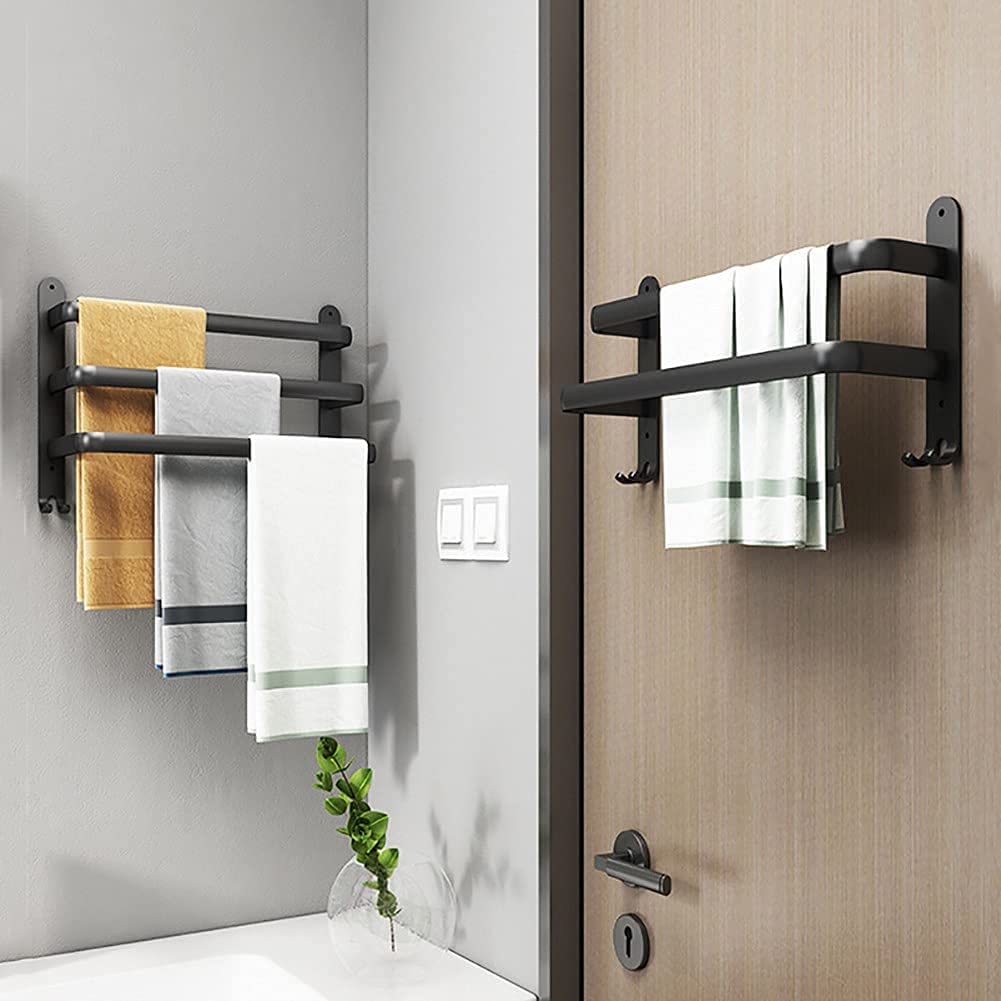 Wandrek Badkamer Aluminium 40cm/60cm met Handdoekstang Zwart Wit