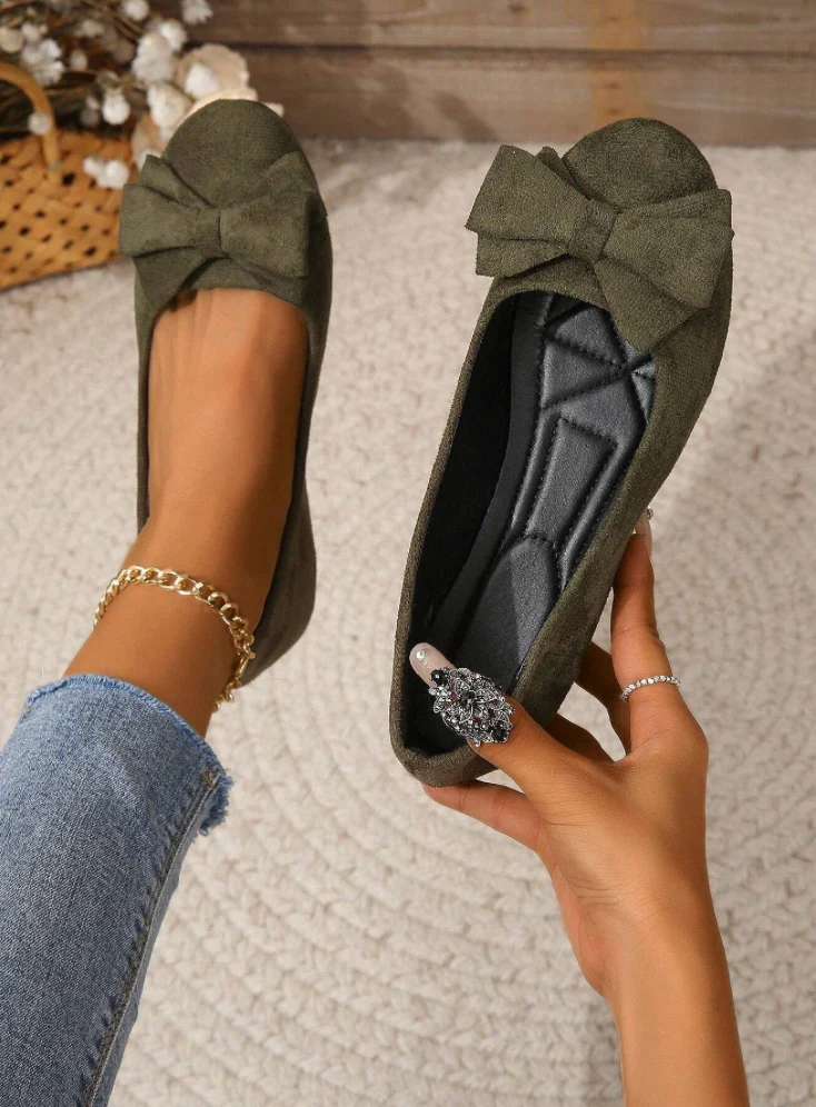 Suède Balletschoenen met Strik en Zachte Zool