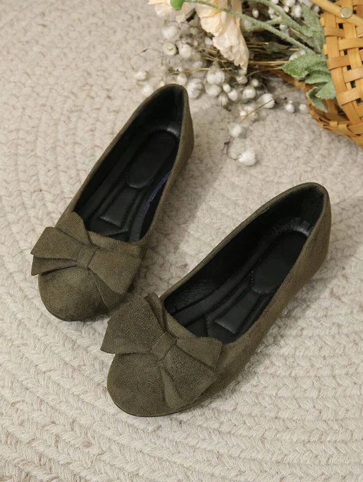 Suède Ballerina's met Strik en Comfortabele Zool