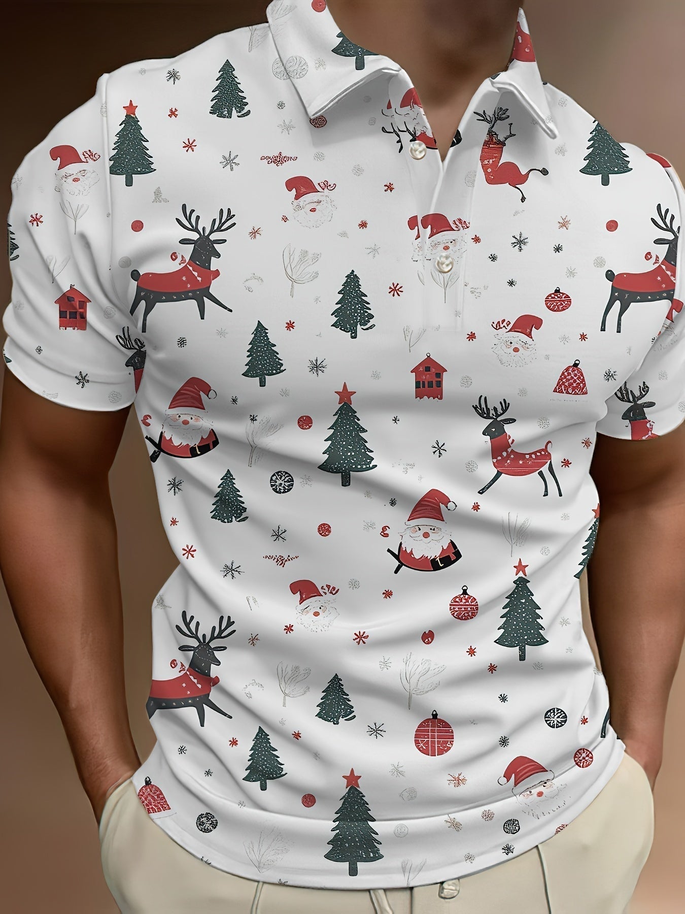 Mannen Overhemd Korte Mouw Zomer Kerstprint Casual - StudioMarella