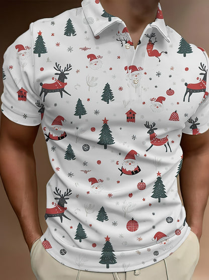Mannen Overhemd Korte Mouw Zomer Kerstprint Casual - StudioMarella