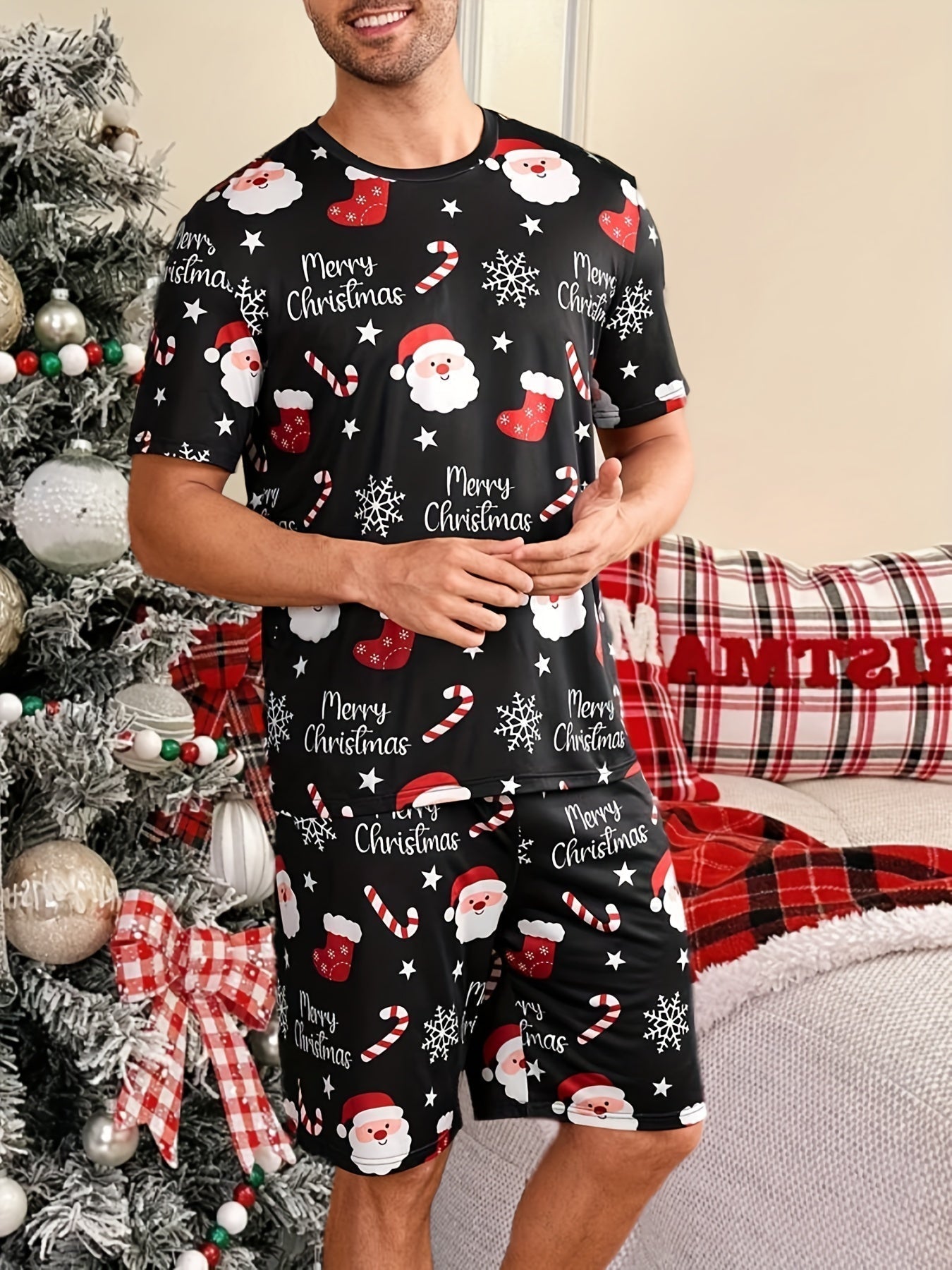 Kerstpyjama Heren Rode Feestelijke Set voor Kerst - StudioMarella