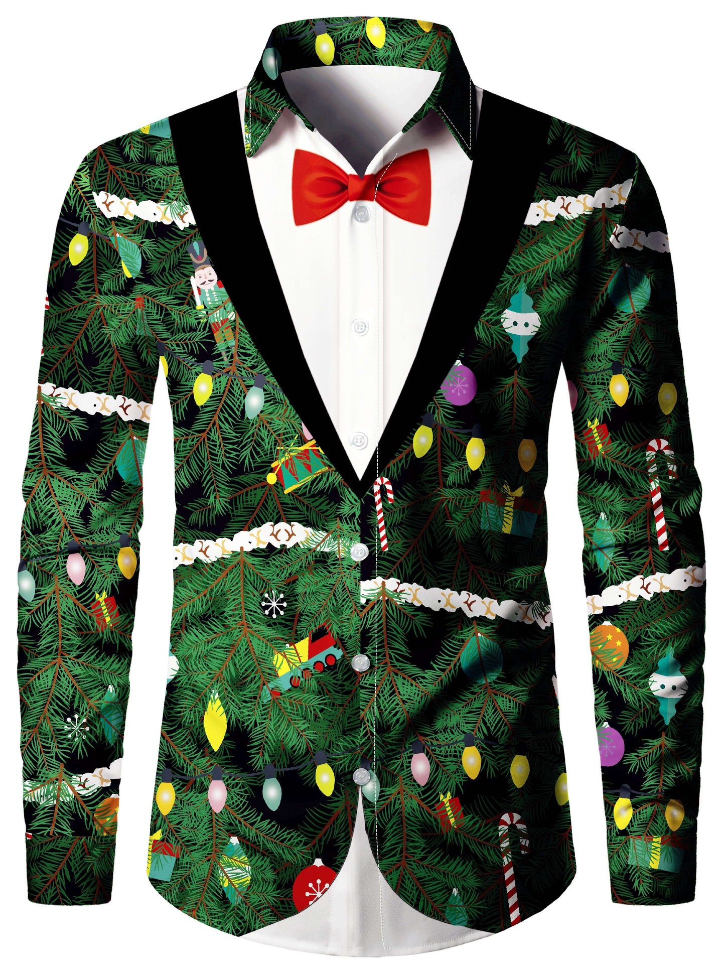 Kerstoverhemd voor Mannen Lange Mouwen Christmas Print Rood - StudioMarella
