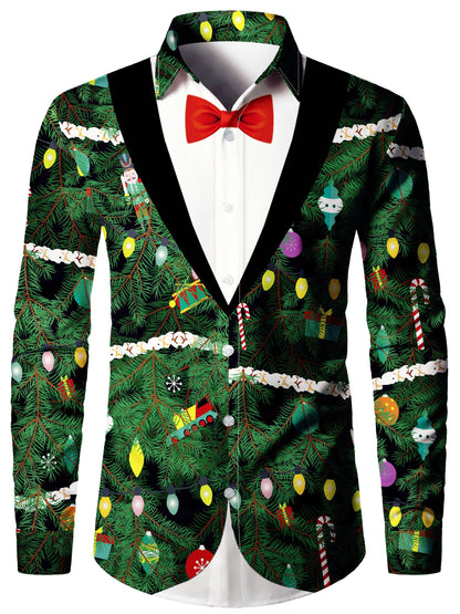Kerstoverhemd voor Mannen Lange Mouwen Christmas Print Rood - StudioMarella